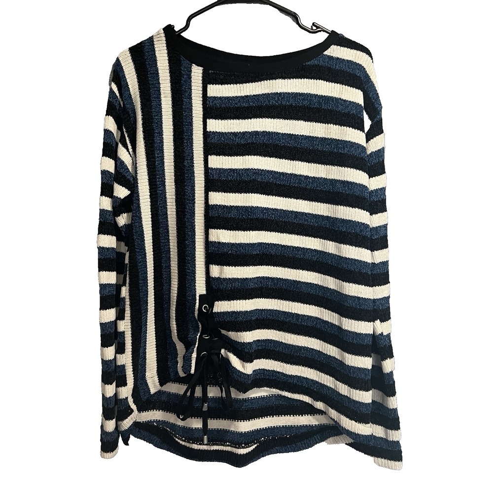 Jones New York Sweater Womens Small Pullover Red Black Stripe Pullover Cozy‎